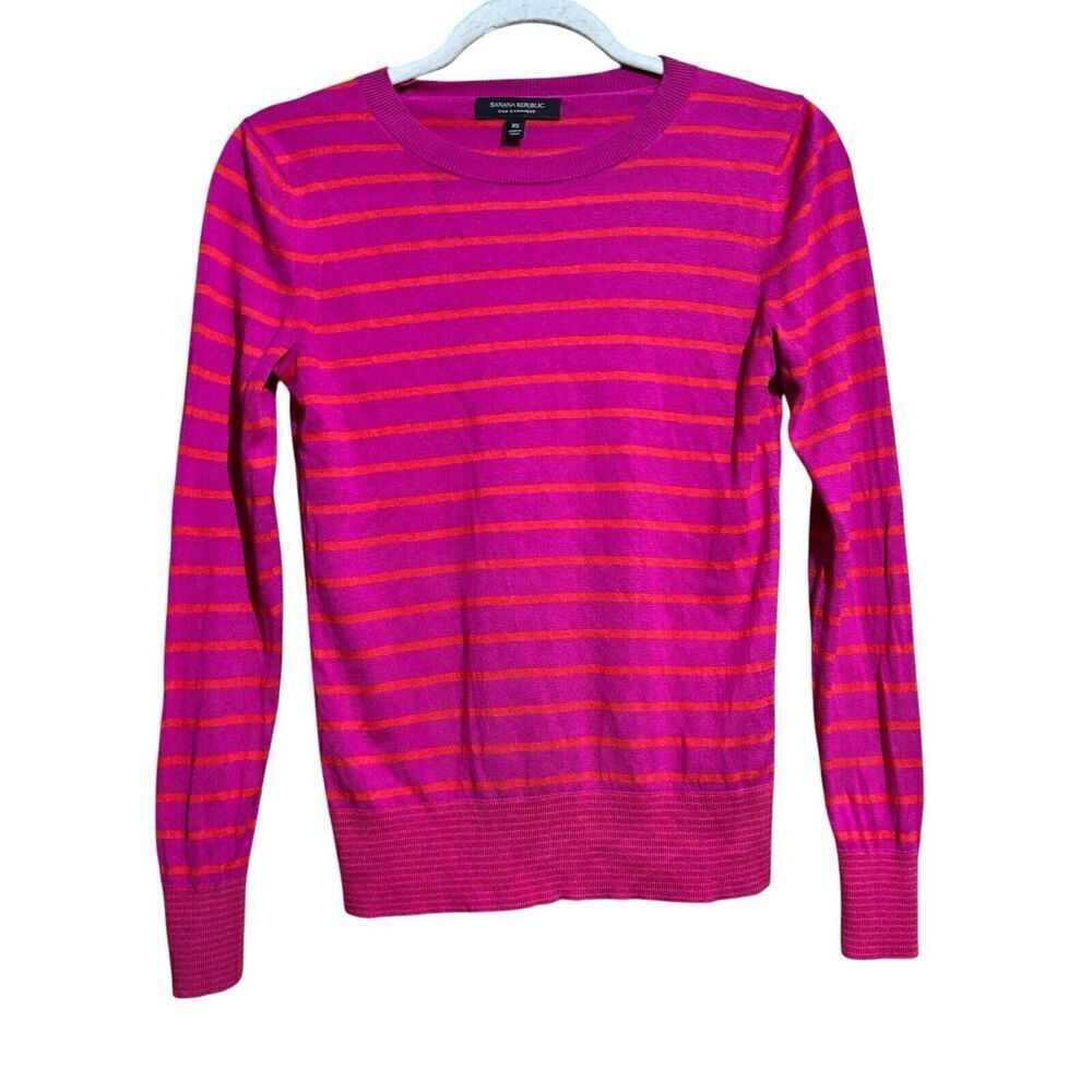 Banana Republic Sweater Womens XS Multicolor Stripe Cashmere Silk Blend Pullover